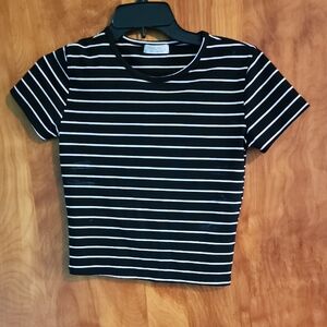 Black and White Striped Crop Top